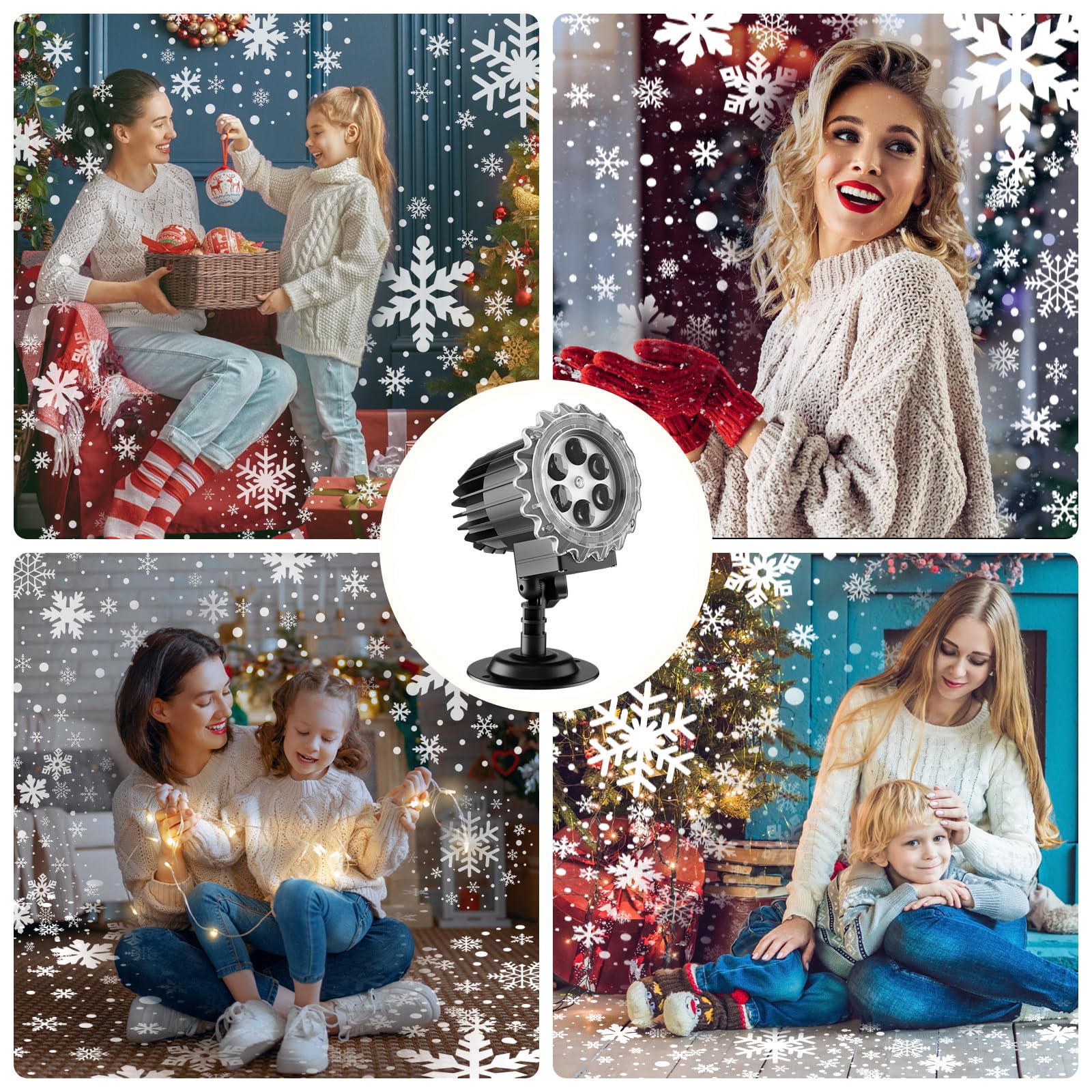 GuKKK Schneeflocke Projektorlampe Außen, LED Projektor Weihnachten Aussen, IP65 Wasserdicht Weihnachtsprojektor mit Schneefall Lichter Effekt für Weihnachten Dekorationen Außen Innen Garten
