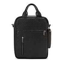 DAVIDOFF ICON Tote Bag – Borsa tracolla uomo in pelle – Pratica borsa a spalla con zip e vari scomparti – Borsa uomo a mano in pelle con tracolla inclusa – Nero