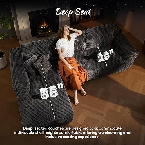 Miniatura 5 de ovios Sofá modular de nube para sala de estar, sofá modular sin hueso con piel de felpa, no requiere montaje, cómodo juego de sofás con espuma