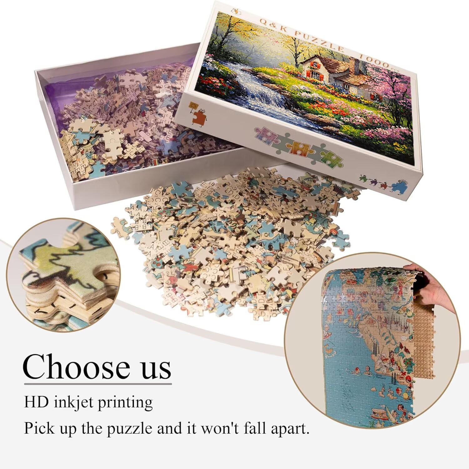 Domek rzeczny - Puzzle 1000 sztuk dla dorosłych - Puzzle DIY, kreatywna rozrywka, nowoczesna sztuka, klasyczne puzzle dla dorosłych i młodzieży w wieku 12 lat, pomysł na prezent dla mężczyzn i kobiet