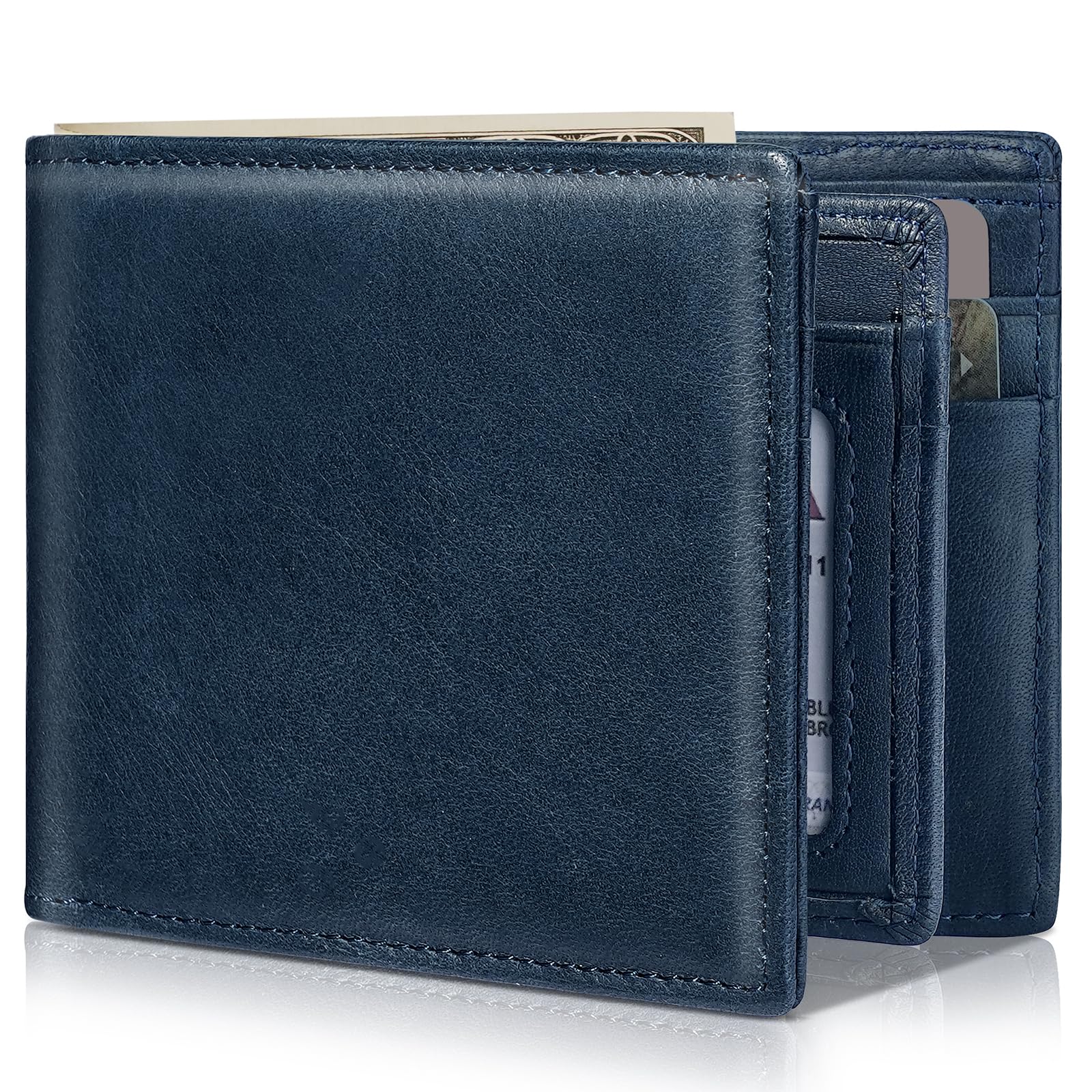 Artpaxy Mens Wallet Bifold Genuine Leather RFID Blocking Wallet for Men with 1 ID Windows 13 Card Holders 2 cash pockets 1 Gift Box