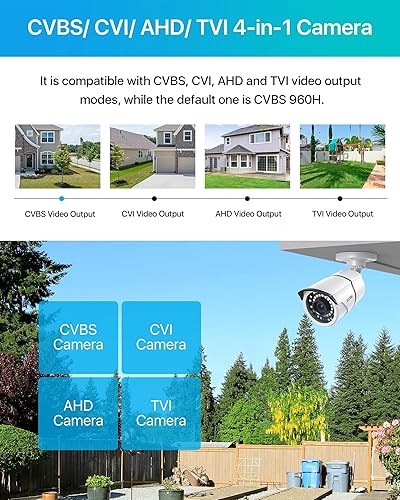 Miniatura 4 de ZOSI Cámara de seguridad HD 1080p 1920TVL de 20MP para interiores y exteriores híbrido 4 en 1 HD-CVITVIAHD960H analógico CVBS 36 luces LED visión