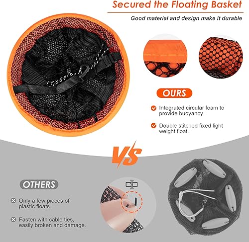 Miniatura 7 de QualyQualy Cesta flotante para peces atrapados vivos, soporte de pesca plegable de 1015 galones, cubo de minnow, jaula de almacenamiento de red de