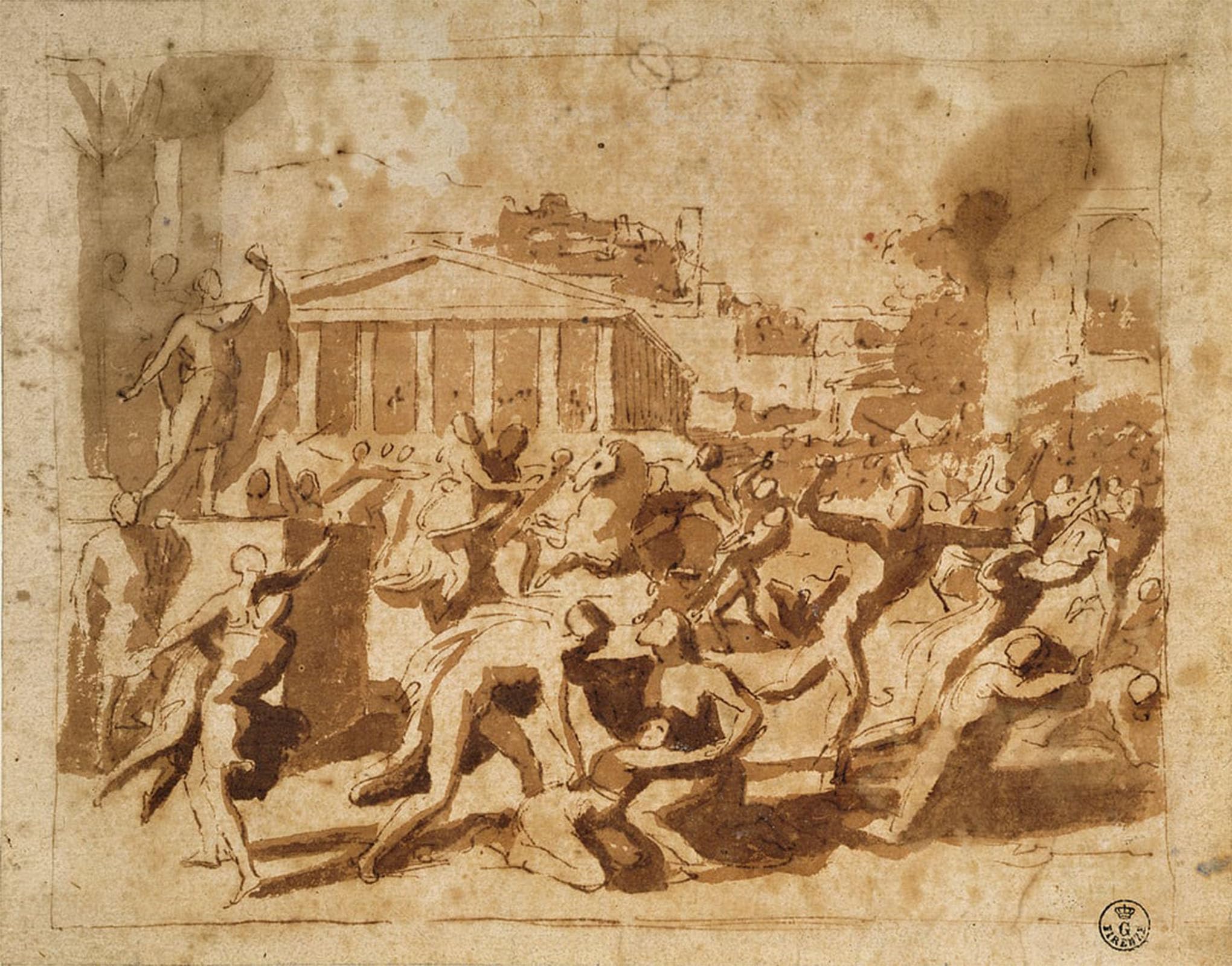 ARTXLXXBN Famous Art Print Poster Vintage Wall Art the Rape of the Sabine Women by Nicolas Poussin Canvas Art Poster for Home Decor 60x90cm