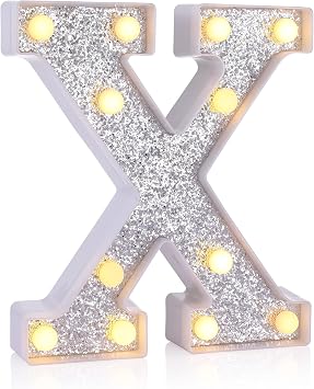 Foaky Silver Light Up Letters,Party Decorations,Birthday Decorations for Night Light Birthday Party Christmas Gifts X
