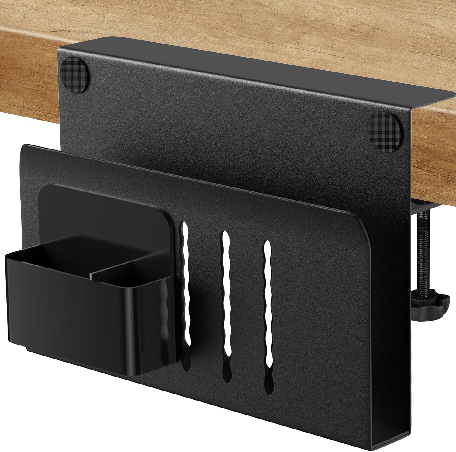 Fizgot Black Clamp on Desk Side Storage, Carbon Steel Desk Organizers and Storage