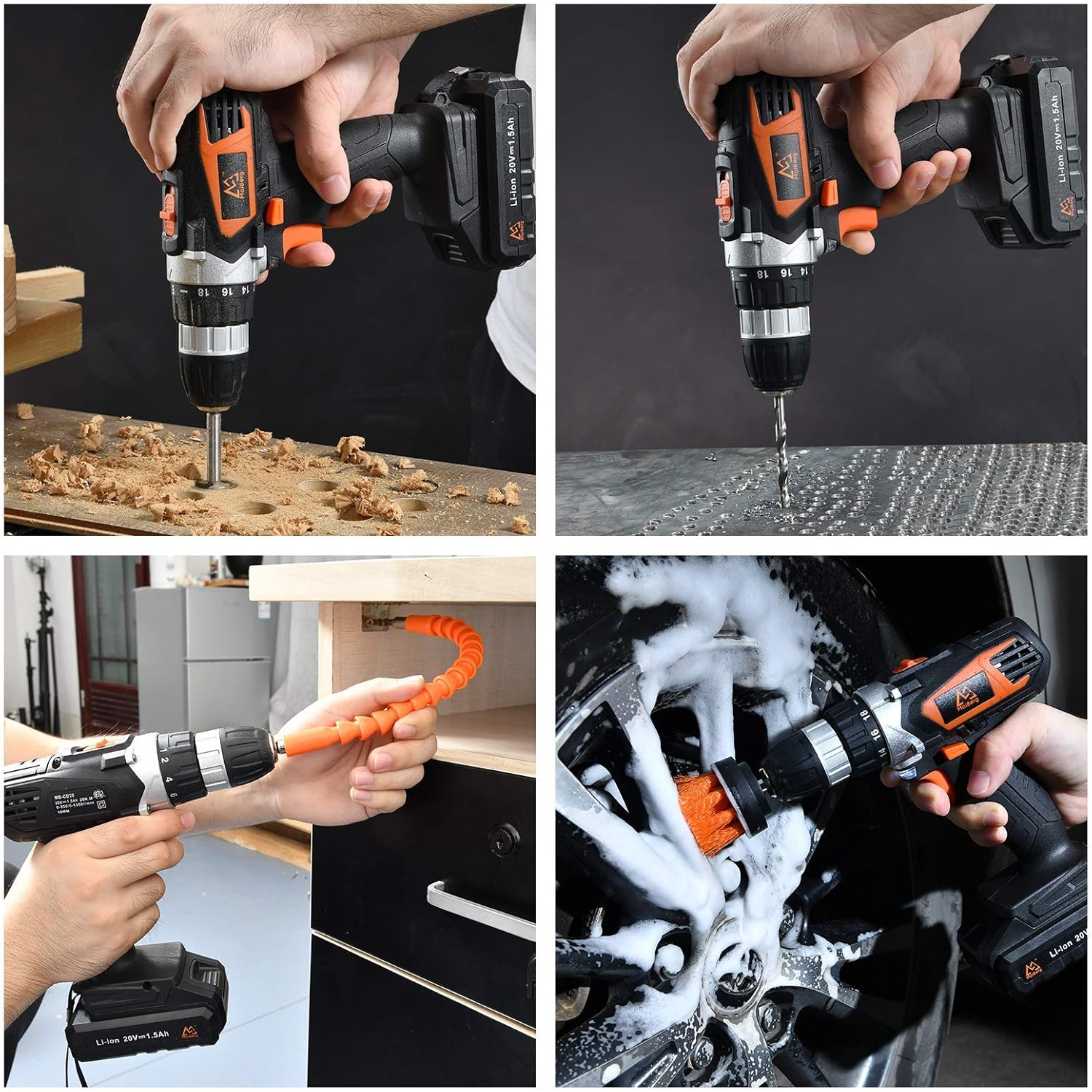 Wееklу Tор Sаlе MAIBERG Cordless Drill Driver Set, Electric Power Screwdriver Kit with 20V Battery, 1hour Charger, Cleaning Brushes, 3/8 Keyless Chuck, 2 Variable Speed, Bits and Canvas Bag