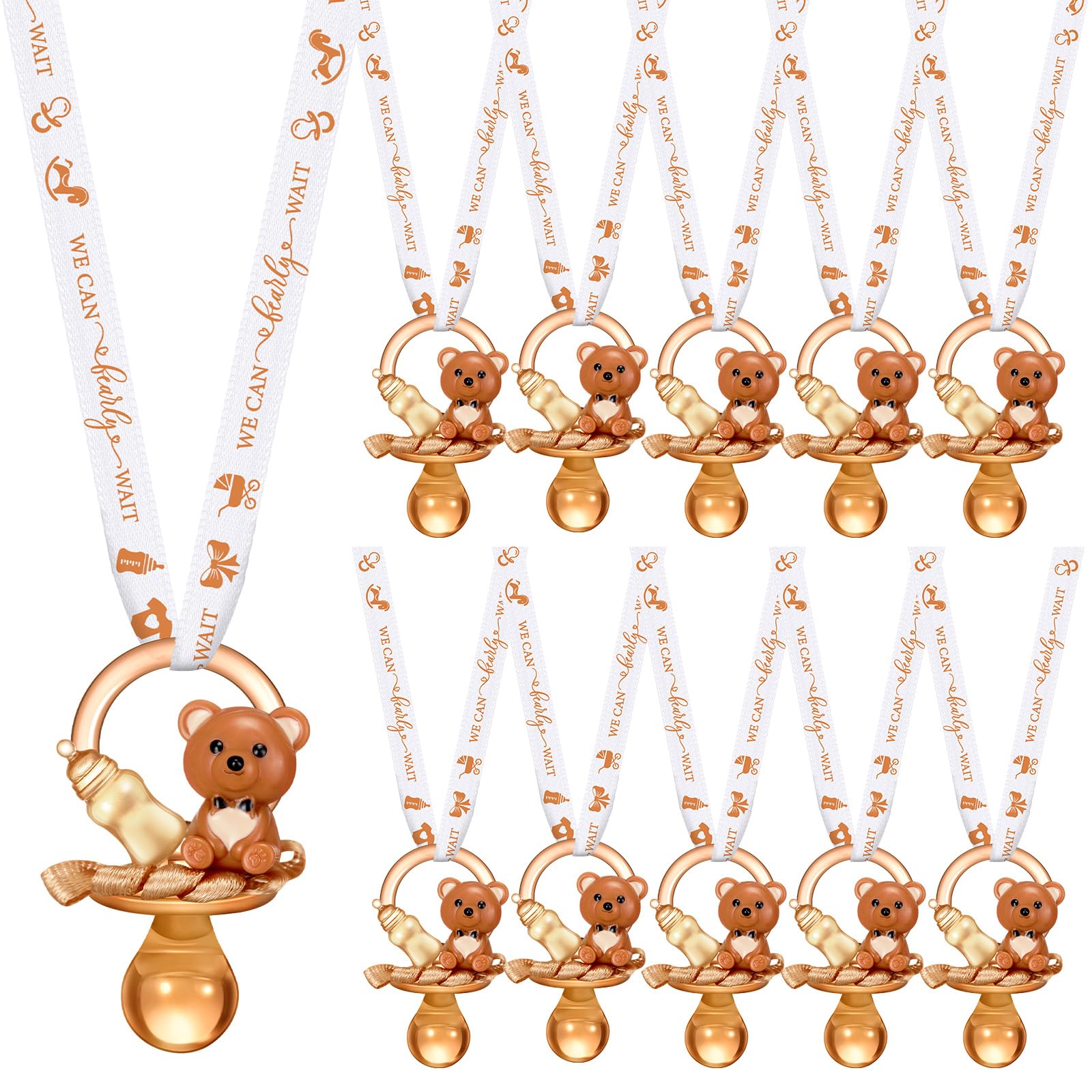 Coume 36 Pcs Baby Shower Pacifiers Necklace Bear Bottle Acrylic Baby Pacifiers Party Favors Acrylic Pacifiers Charm Necklace for Guest Baby Shower Gifts Table Scatter Decorations