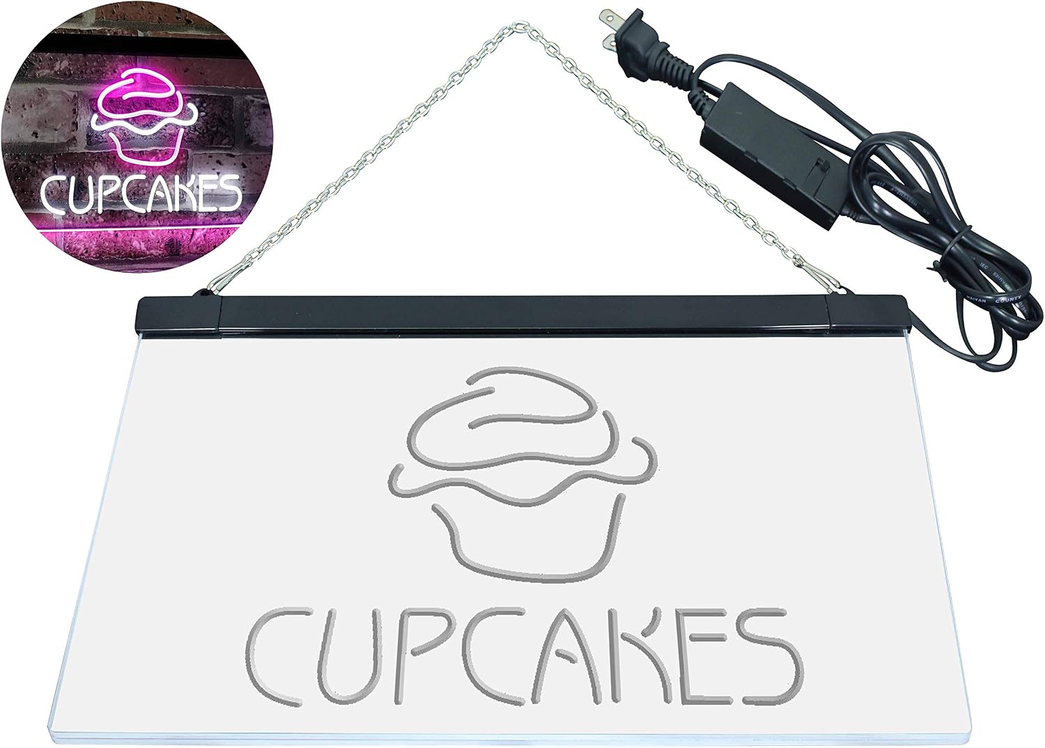 ADVPRO Cupcakes Bakery Shop Indoor Display Dual Color LED Neon Sign White & Purple 16" x 12" st6s43-m2106-wp