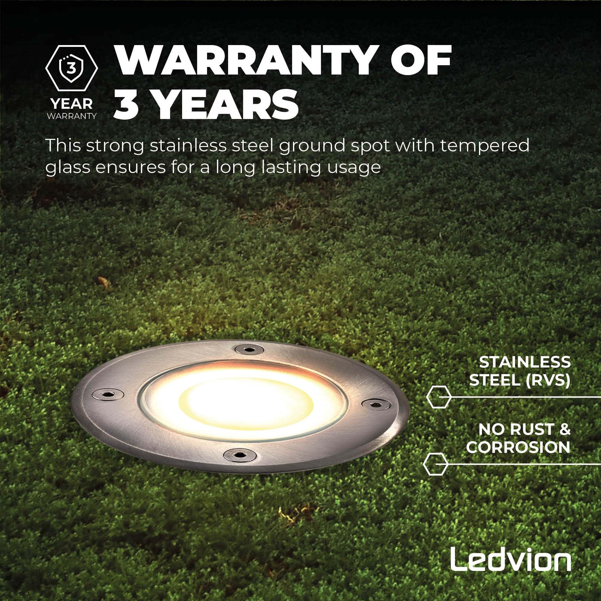 Ledvion 6er Set LED Bodenstrahler Außen IP67 3W 230V GU10 rund
