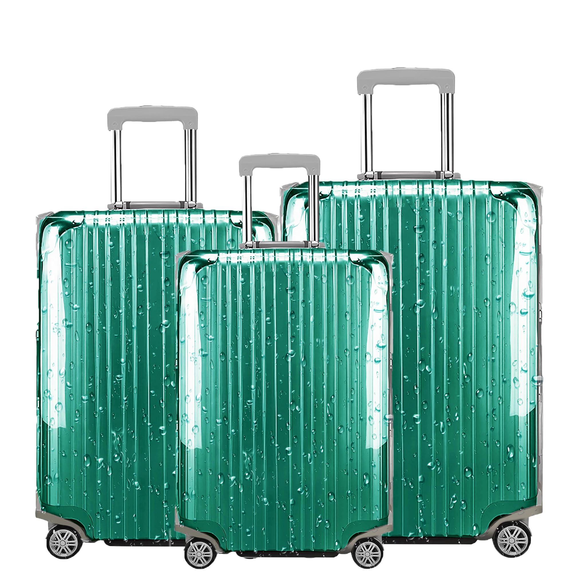 GigabitBest Clear PVC Suitcase cover for Luggage Protectors 3 piece, 20/24/28 inch luggage cover，0.4mm Thicken PVC luggage Protectors cover for