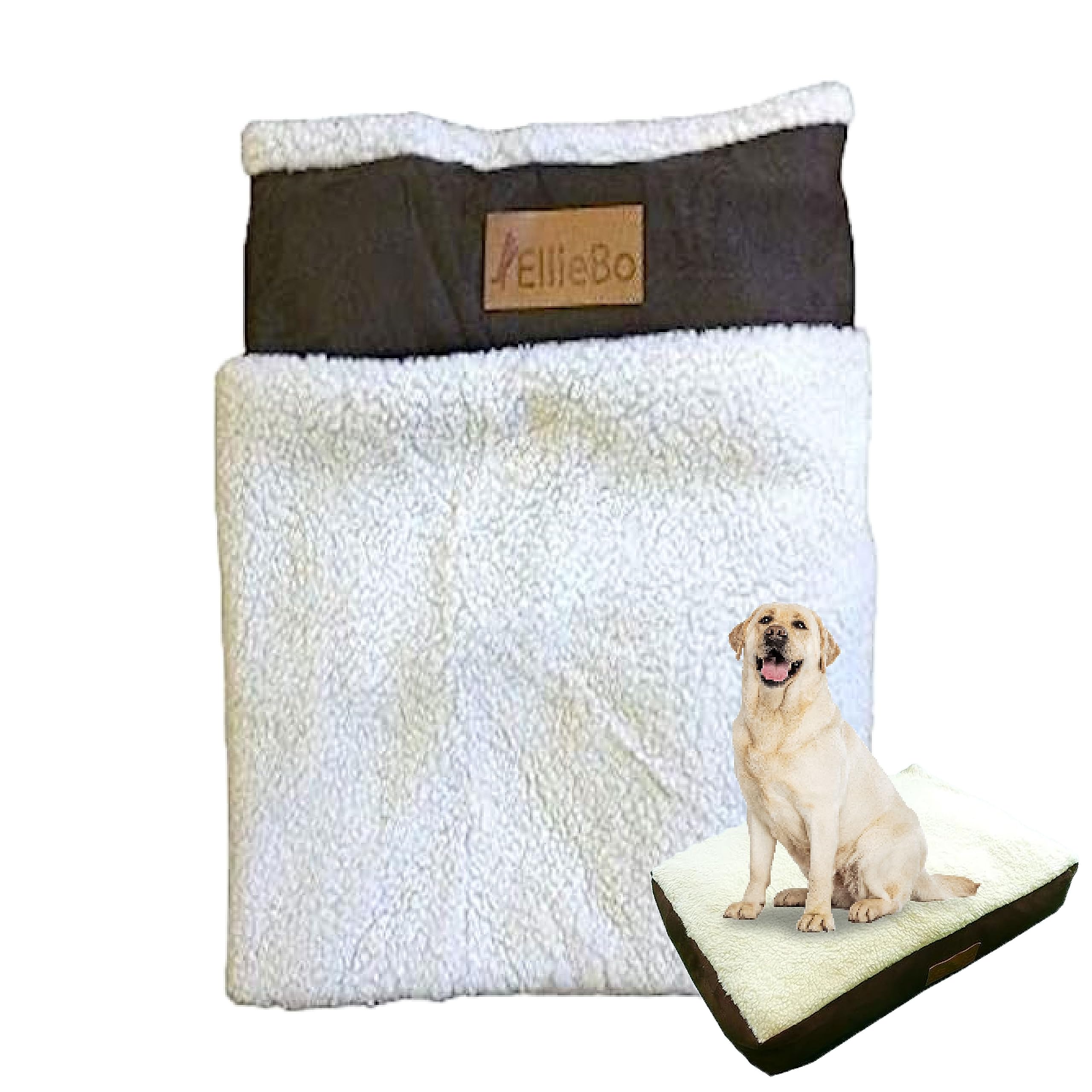 Ellie-Bo Small Dog Bed Cover for 24-inch Dog Cage/Crate - Brown Faux Suede/Sheepskin — image 1
