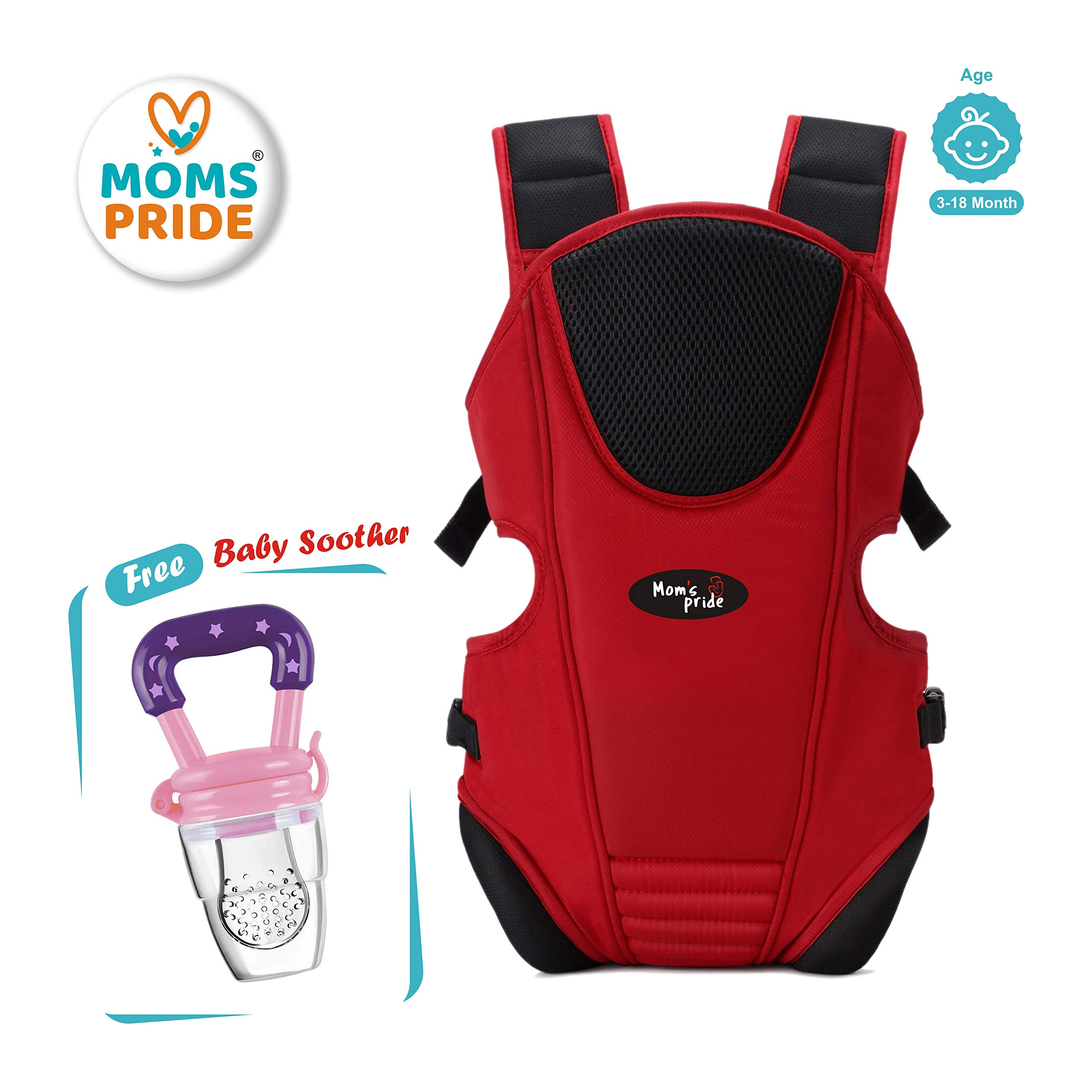 Mom's Pride Newborn 3 In 1 Baby Carry Bag Backpack Sling Back Position- Front Position Carrier (Red Carrier Bag, Baby Soother) - Image 2 thumbnail