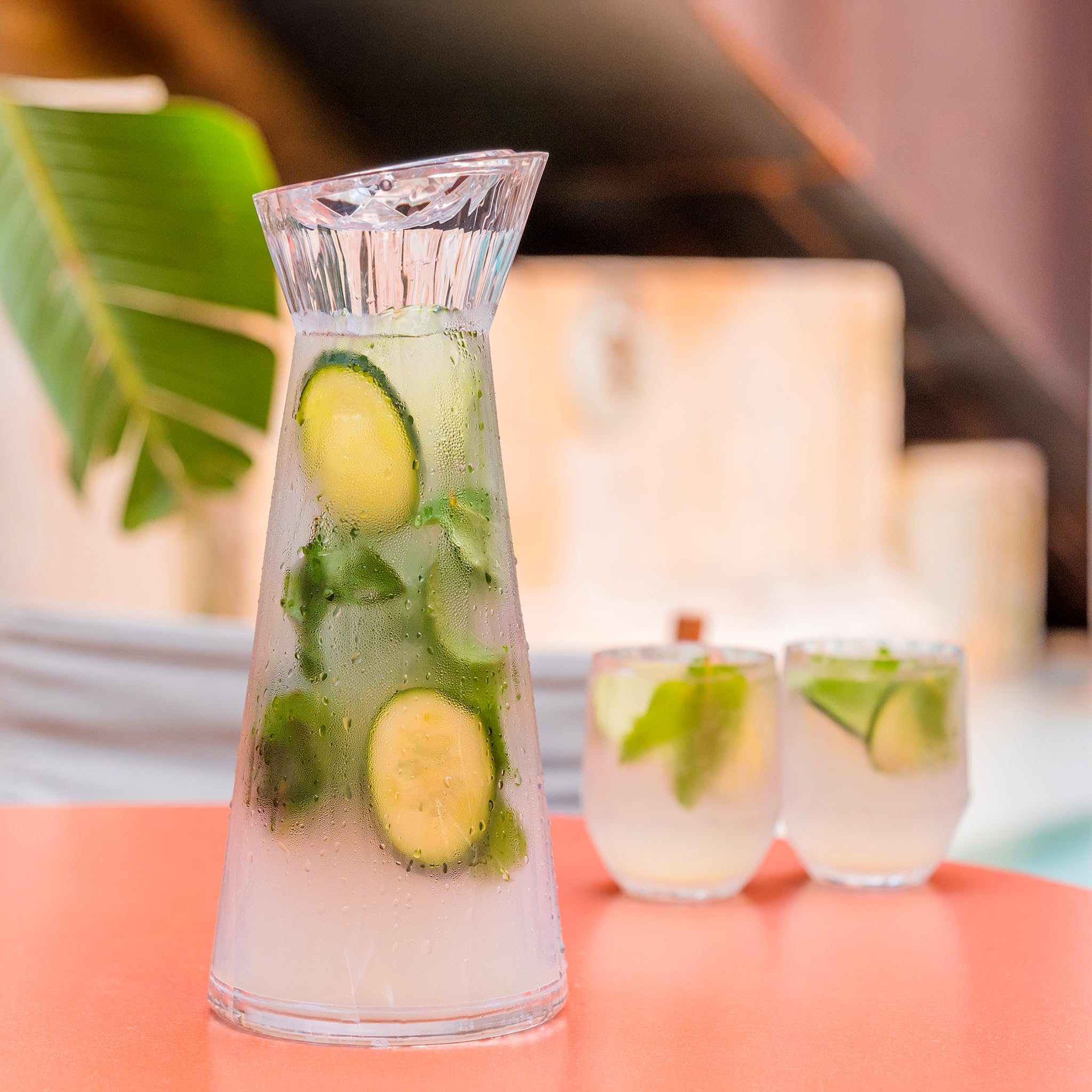Koziol Superglas CLUB CARAFE L, caraffa con coperchio, 1200 ml, acqua, tè freddo, limonata, succo, plastica trasparente, infrangibile, lavabile in lavastoviglie, per cucina, feste (caraffa da 1,2 l +