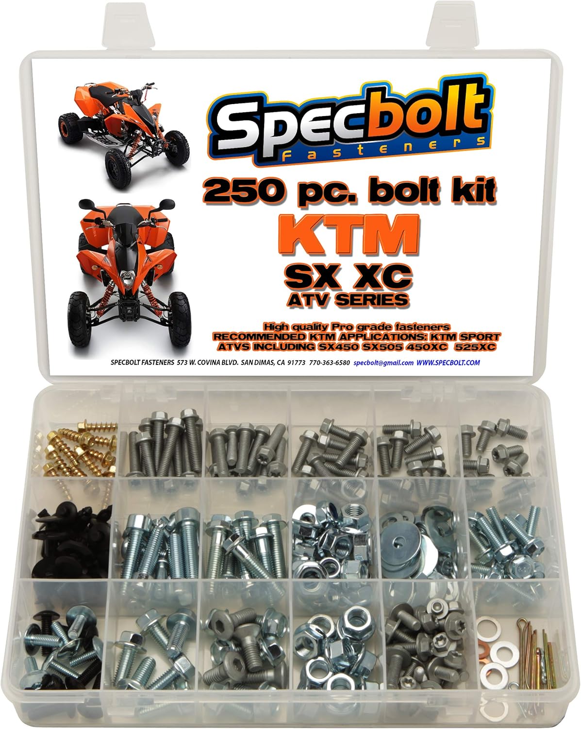 250pc Specbolt Bolt Kit for Maintenance & Restoration fits: KTM SX XC ATV 450 505 525 OE Spec Fasteners Quad