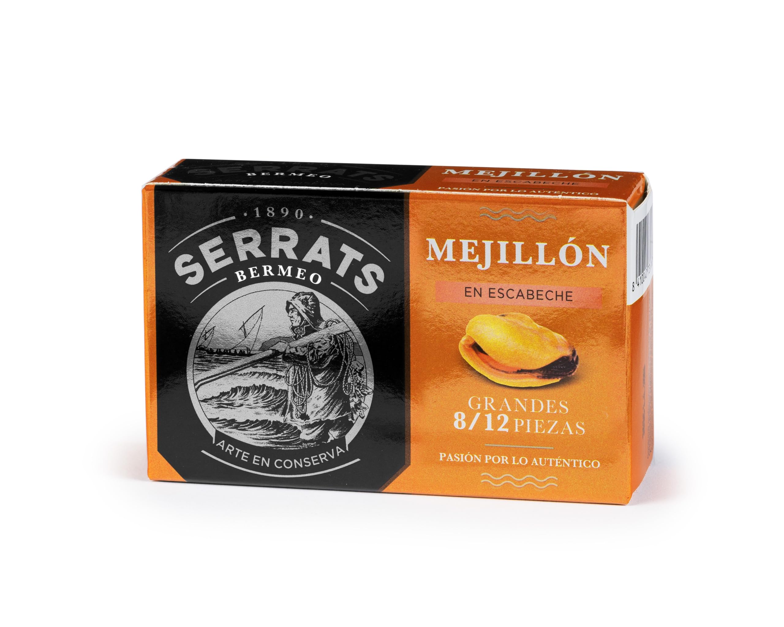 CONSERVAS SERRATS Mejillones Grandes en Escabeche Tradicional Artesanal 12 Latas x 110g 1320g 8/12 Mejillones por lata Sin Gluten Omega 3