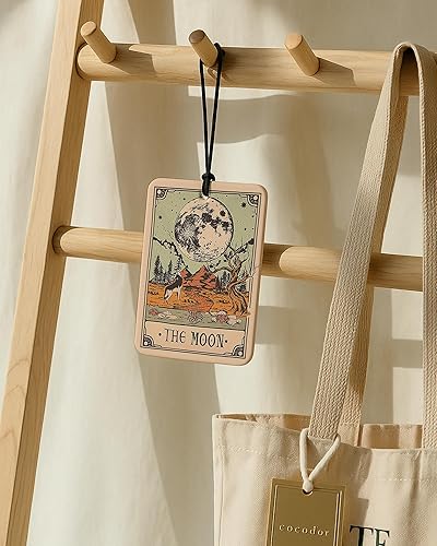 Miniatura 4 de Ambientador de aire retro bohemio con tarjeta de tarot para automóvil, 4 piezas, estrellas, sol, luna, amantes del ambientador colgante para autos,