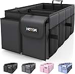 HOTOR Trunk Organizer - Car Organizer, Foldable Trunk organizer for SUVs & Sedans, Sturdy Car Organization for Car Accessories, Tools, Sundries, Black, 2 Compartments, 21.3