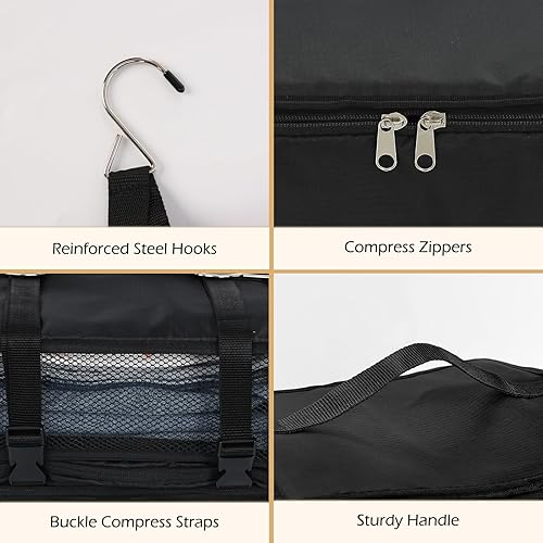 Miniatura 6 de Surblue Estantes colgantes, bolsa de almacenamiento de viaje, cubo de embalaje de compresión para maleta, organizador de armario portátil plegable