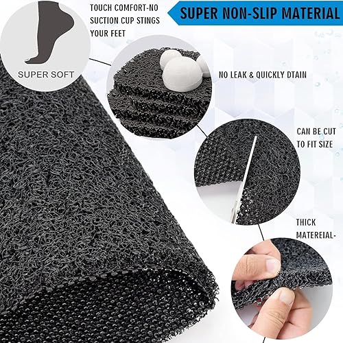 Miniatura 6 de Tapete de ducha antideslizante de PVC suave con drenaje para bañera de 40 x 16 pulgadas (mezcla de colores)