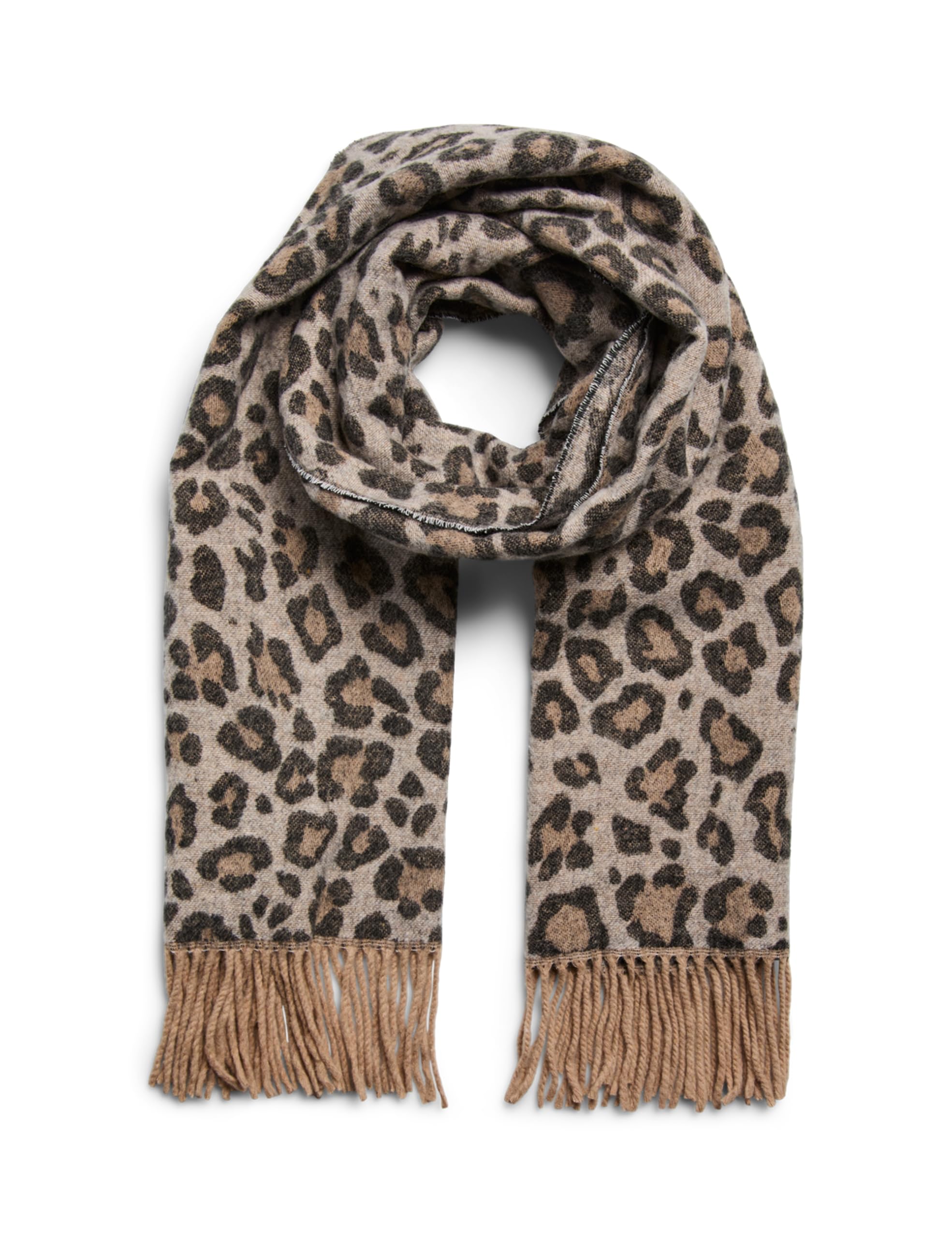 Pieces Women's PCJIRA WOOL SCARF NOOS Scarf, Natural/AOP:LEO, Einheitsgröße