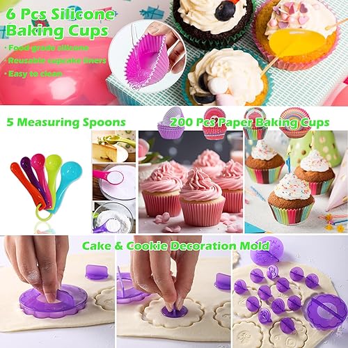 Miniatura 5 de Suuker Kit de decoración de pasteles de 471 piezas, kit de suministros de decoración de pasteles con moldes Springform para tortas, 54 piezas de