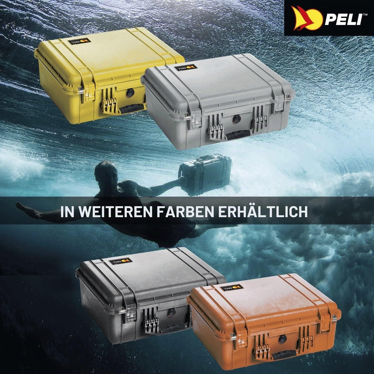 PELI 1560 Langer Transportkoffer für Kamera Equipment and Empfindliche Elektronische Instrumente, IP67 Wasser- und Staubdicht, 44L Volumen, Kein Schaum, Farbe: Desert Tan (Sand)