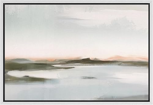 SIGNFORD Lienzo enmarcado para pared, tormenta, nube, montaña, lago, naturaleza, desierto, ilustración, minimalismo, decorativo, colorido, rústico,