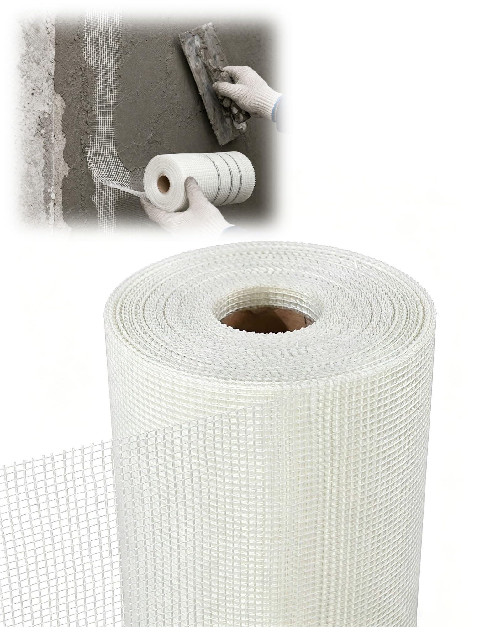 Rete Alcali Fibra Vetro, Rinforzo Sottofondo per Rivestimento & Rasatura | Rete Antifissurazioni Pareti Int/Est, Riparazione Isolamento, Larghezza 1 Metro(Hole 6mm/1x30 meters)