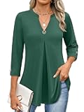 Womens Tops Business Dressy Casual Blouses 3/4 Length Sleeve Shirts 2026 Fall Work Tunic Tee TShirts Office Outfits