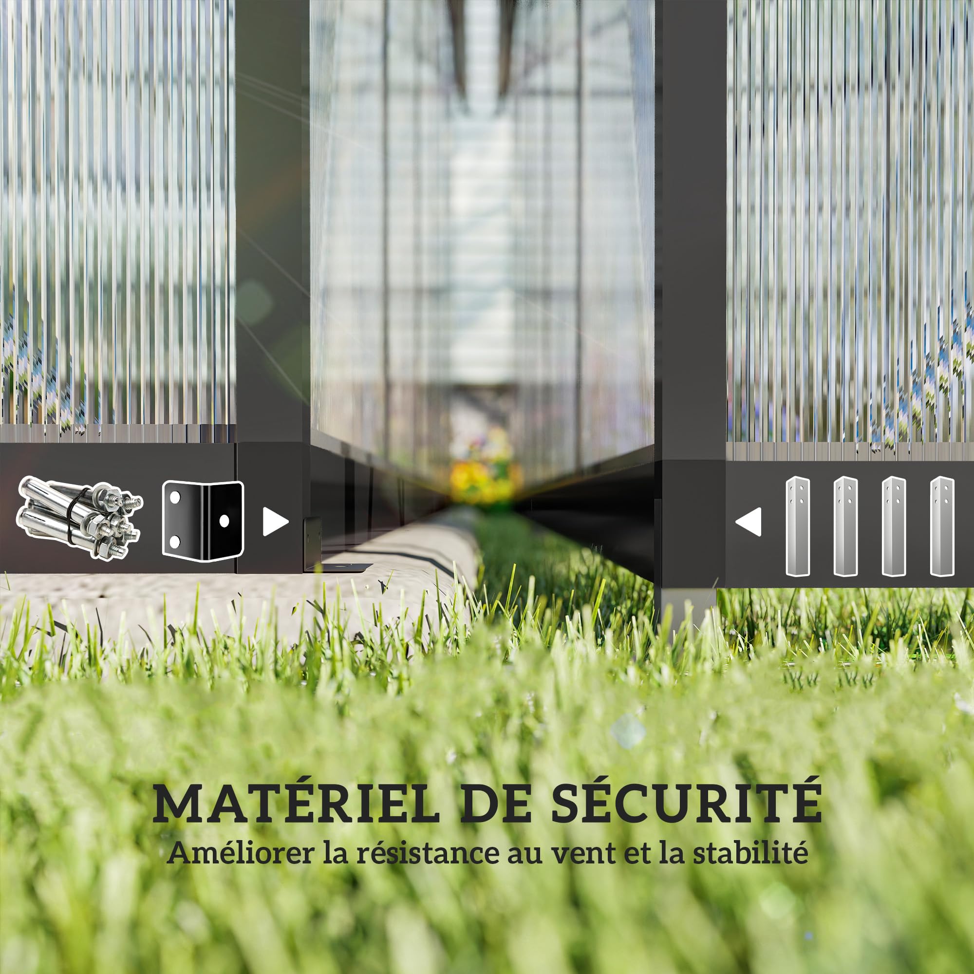 Outsunny Serre de Jardin en Aluminium Polycarbonate 8,97m² 363x247cm Noir