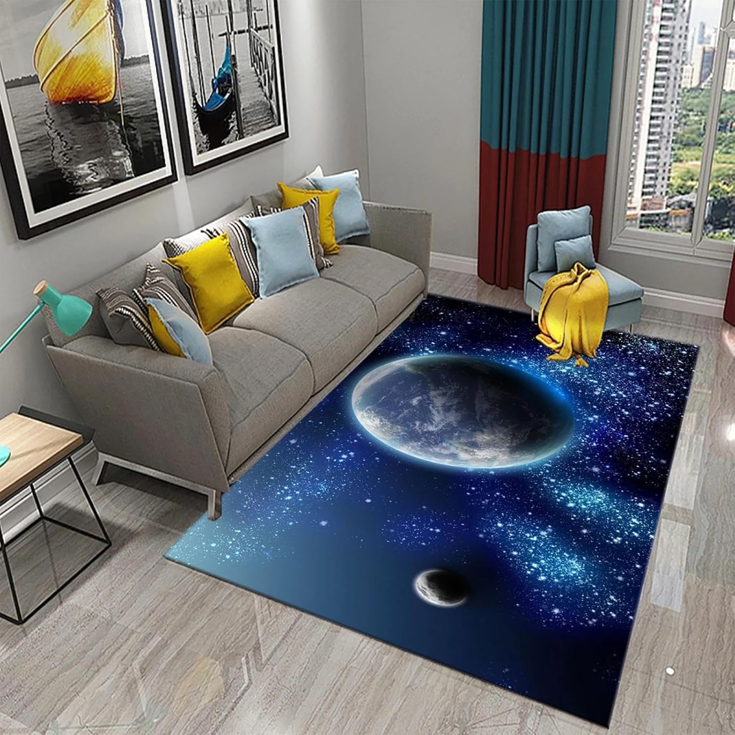 Colorful Universe Space Planet Carpet Outer Space Floor Mat Galaxy Starry Sky Rugs for Kid Teen Bedroom Kitchen Carpet 90x150cm