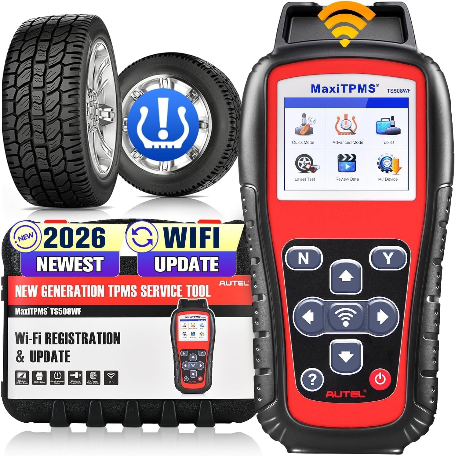 Autel MaxiTPMS TS508WF: 2026 WIFI Ver. di TS508, Professionale per Attivazione/Riapprendimento di Tutti i Sensori TPMS, Programmazione di MX-Sensori (315/433 MHz), Aggiornamento di TS508 TS501 TS408