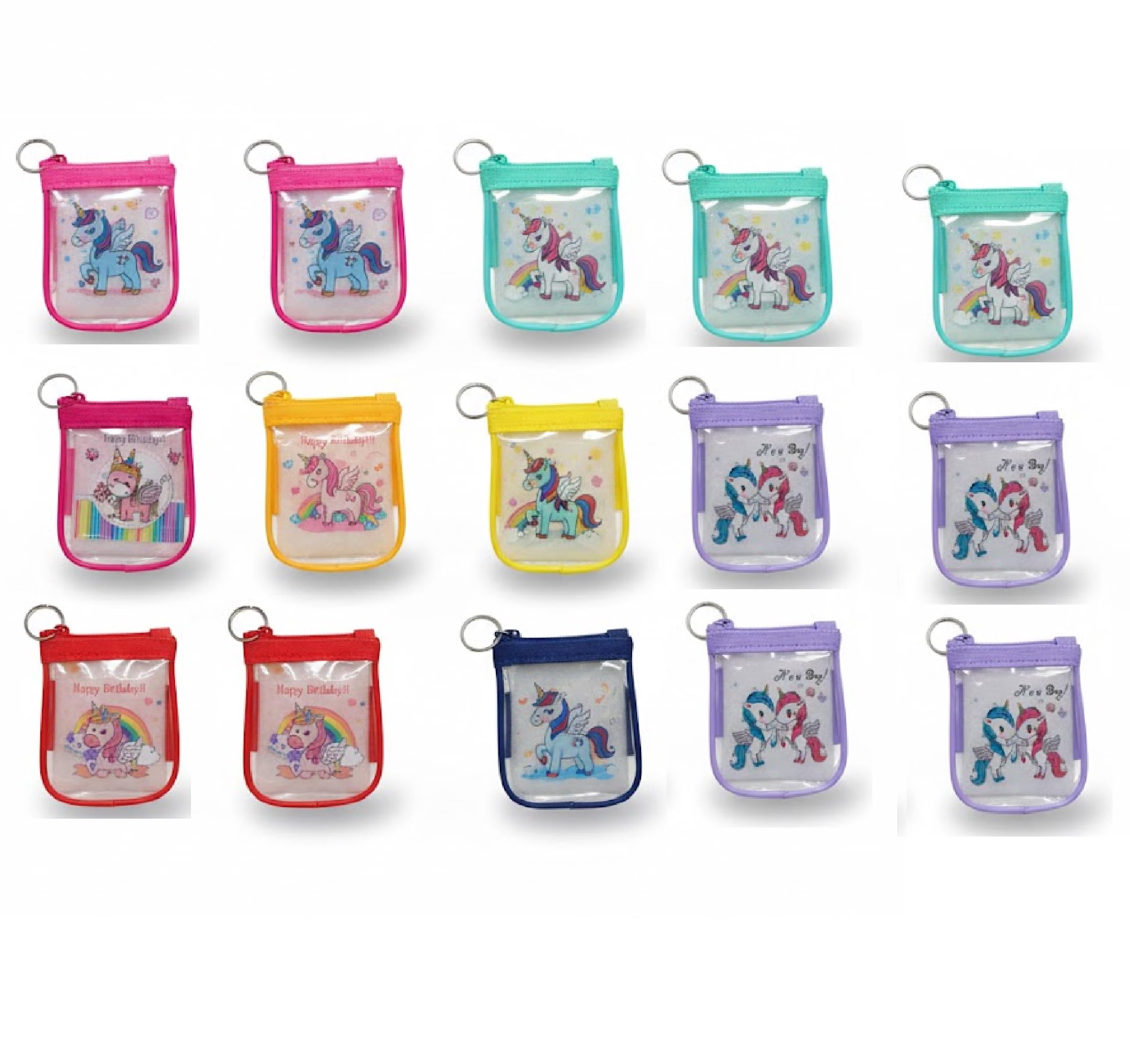 birthday party return gift various unique cute mini transparent pouches | ideal for boys, girls kids children cradle cermony baby naming packof 15