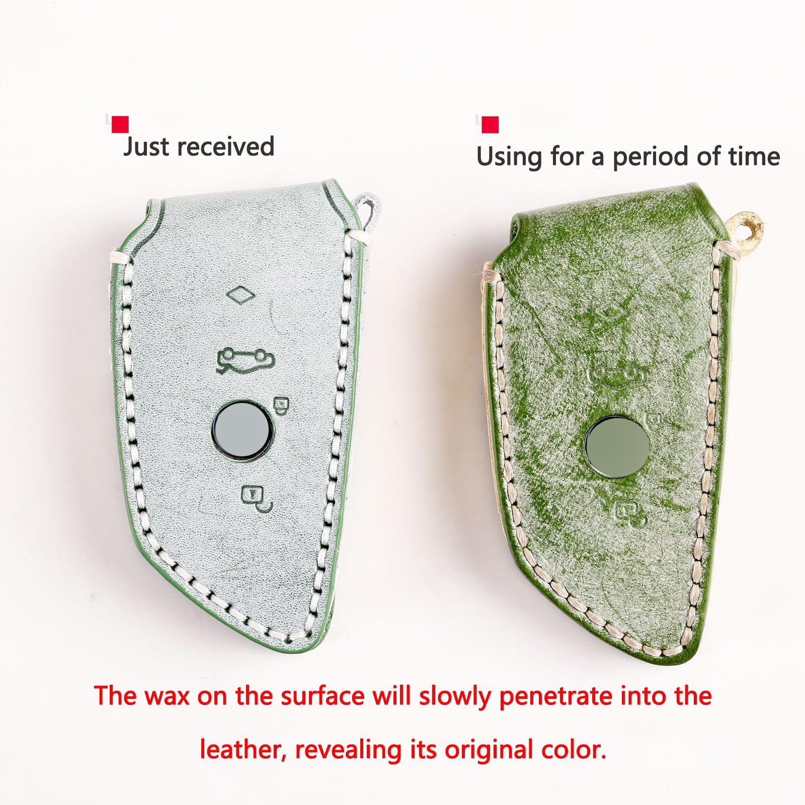 Ontto Leder Schlüsselhülle Für BMW Mini 2023-2026 - Schlüsselcover In Blau