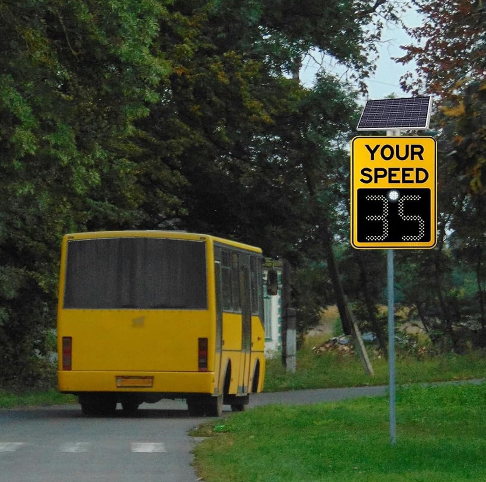 Señal de límite de velocidad de radar con energía solar, panel LED de retroalimentación de tráfico, IP65 impermeable, ideal para carreteras y carreteras urbanas, 50 x 70 cm