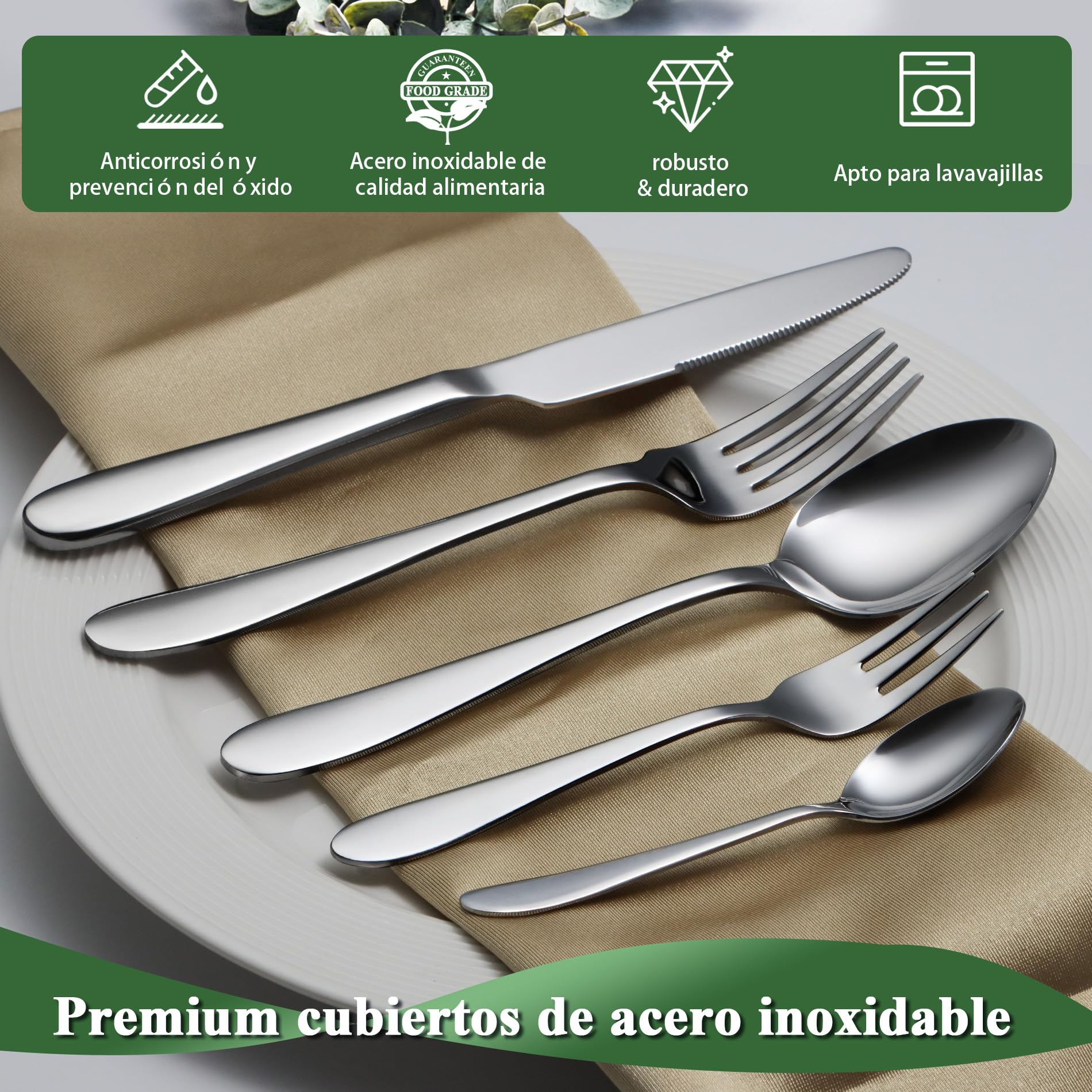 Cuberterias completas 12 personas, EIUBUIE 60 piezas juego de cubiertos | cuberteria clásica, cubiertos acero inoxidable, pulido espejo, apto para lavavajillas, cuchillo cuchara tenedor, Haus/party