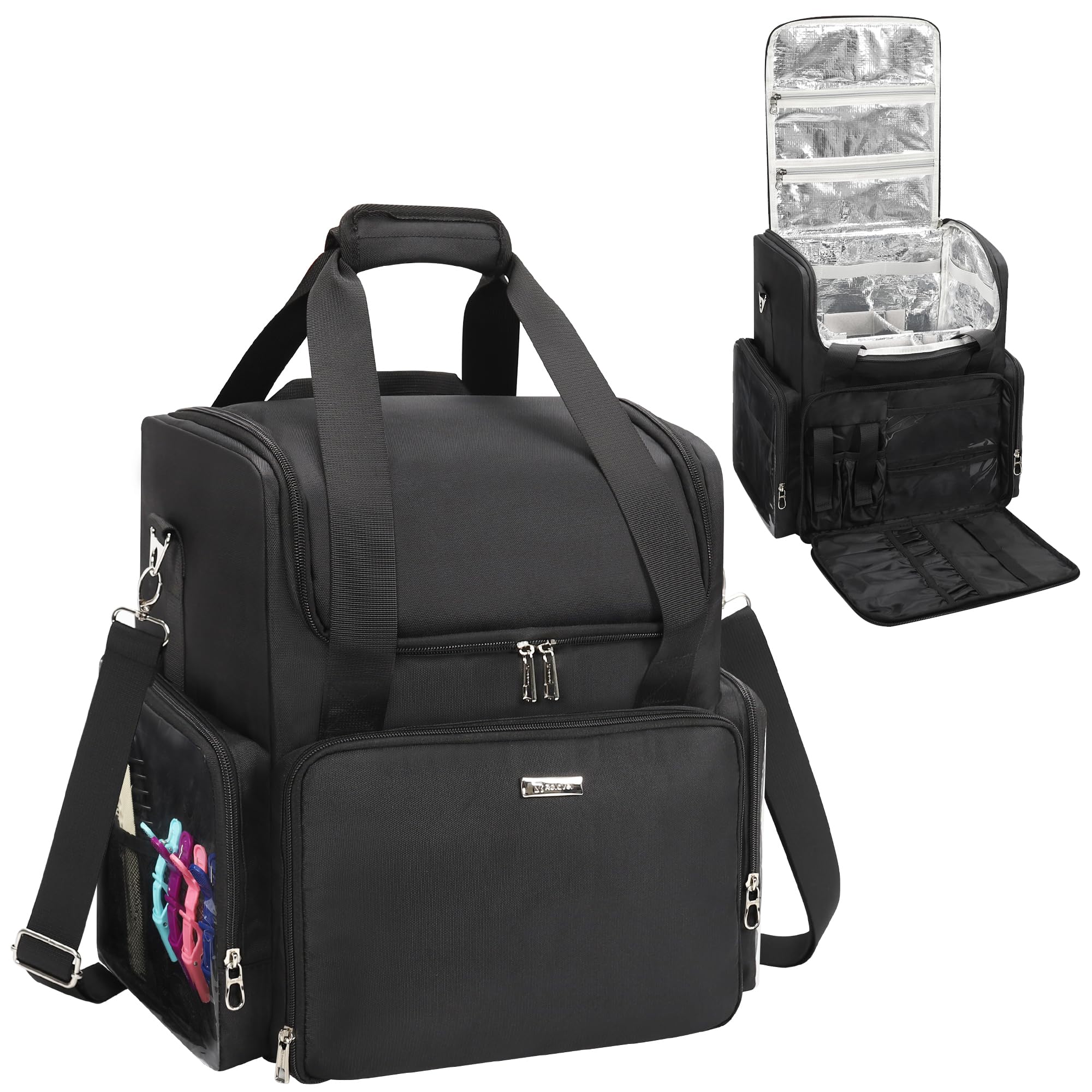 Relavel Friseur-Reisetasche Profi Friseurkoffer Friseurwerkzeugtasche Aufbewahrungsorganizer für Friseur-Essenziale, Barber-Zubehör mit Anpassbaren Trennwänden und Schulterriemen