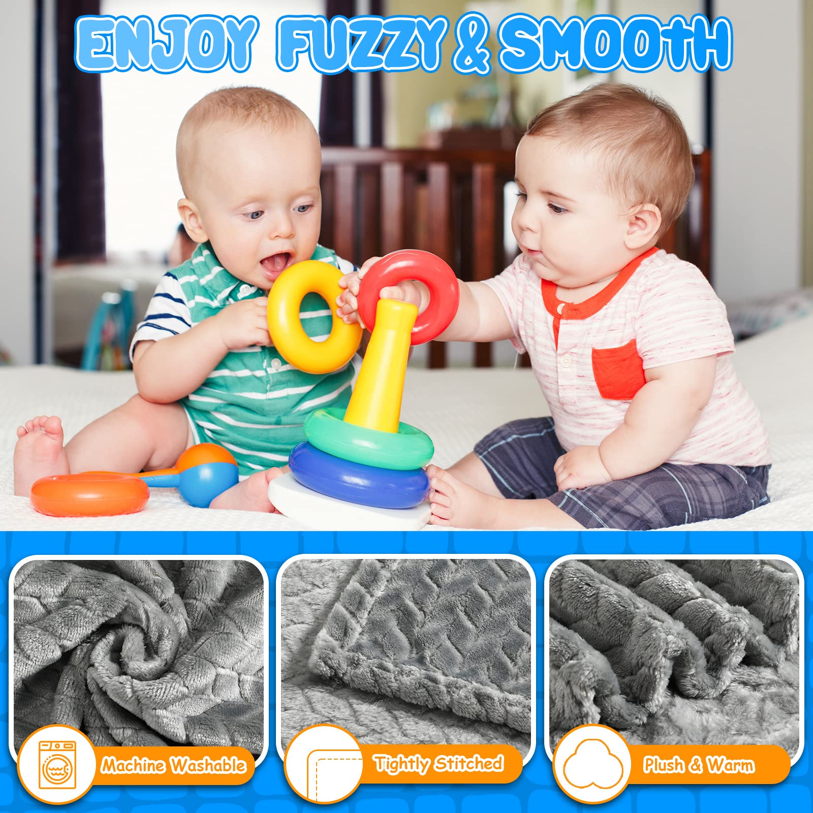 16 Pcs Throw Blanket Bulk Baby Blanket Unisex Flannel Fuzzy Stroller