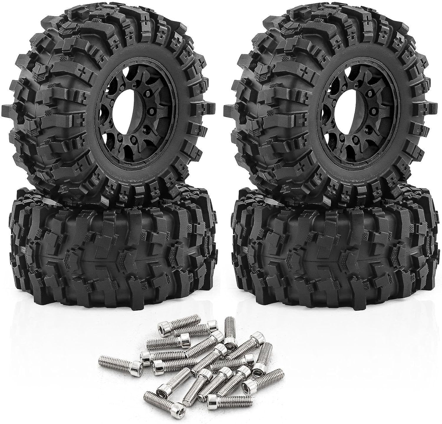 Colaxi RCホイールとタイヤ4個、簡単取り付け、12mm、14mm、17mmアダプター付属、1:10 Senton用アップグレ