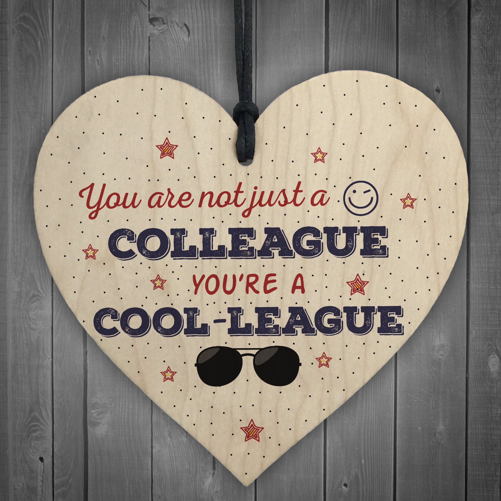 Red Ocean Cool Work Colleague Friends Wooden Hanging Heart Plaque Office Leaving Friendship Gift