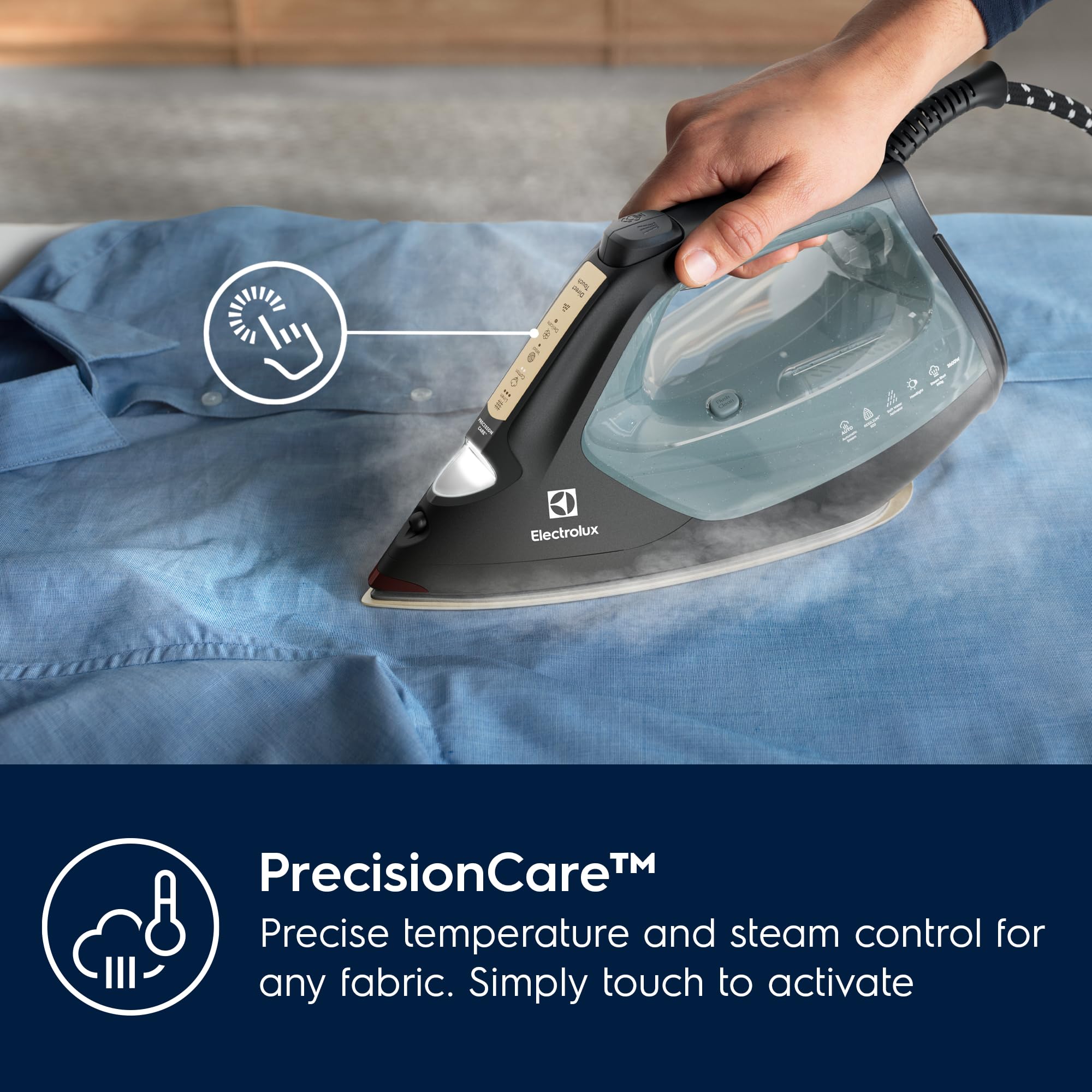 Electrolux Renew 800 E8SI2-8OG - Plancha con iluminación frontal y botón de vapor, placa resistente a los arañazos, función antical, plástico reciclado, golpe de vapor 250 g/min,