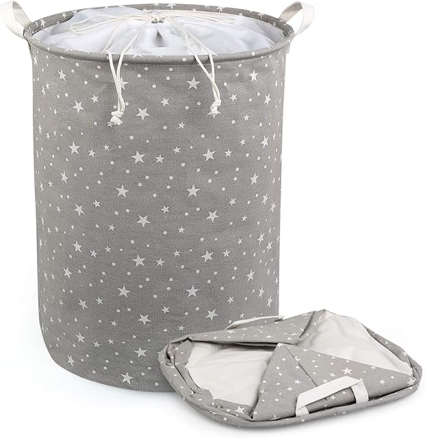 Ballery Foldable Laundry Basket, Thickened Waterproof Round Storage Laundry Baskets Laundry Box Laundry Chest Canvas Storage Basket