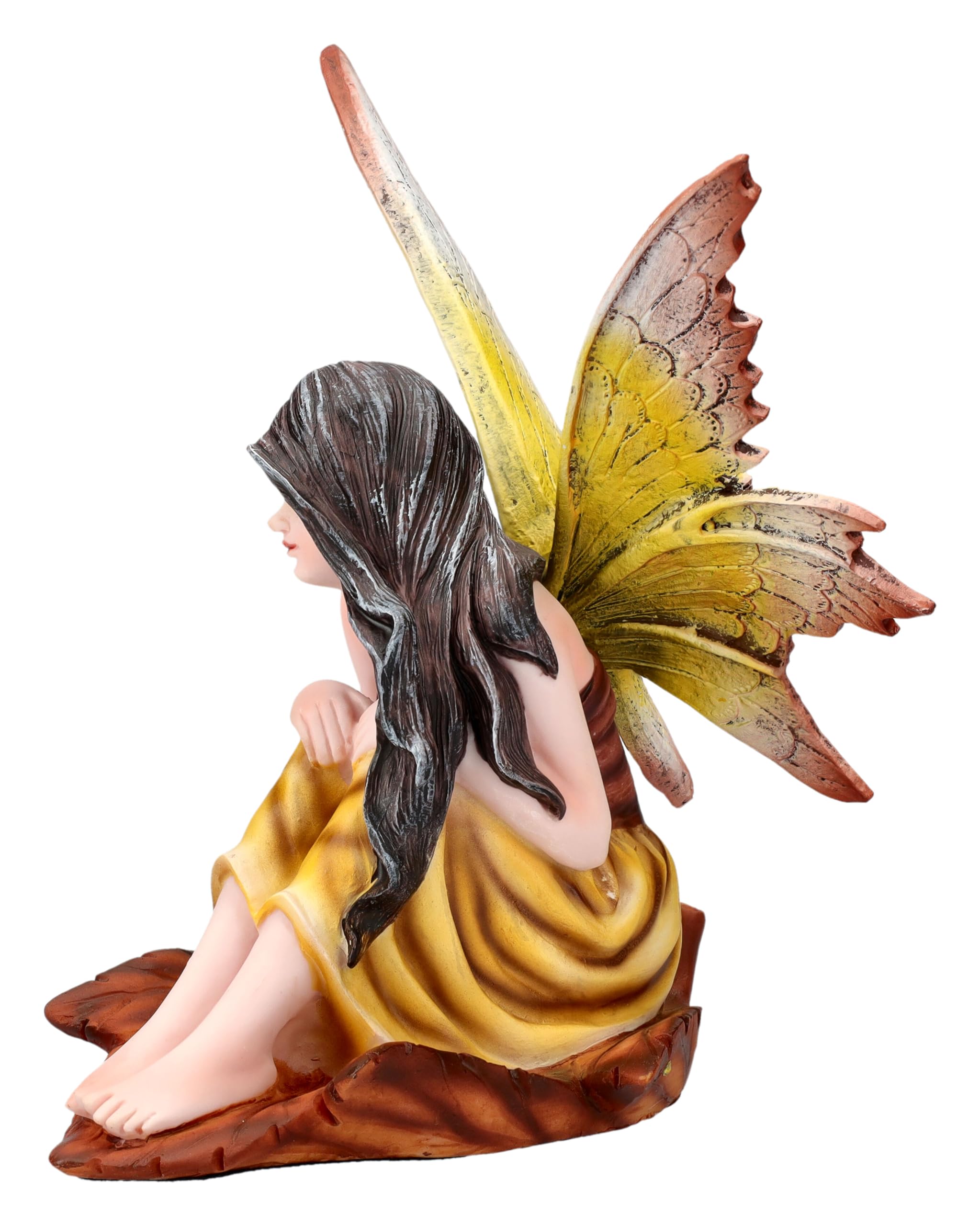 Elfenfigur - Dariel sitzend 13 cm - Figur Elfe Fee gelbes Kleid Fantasy Deko