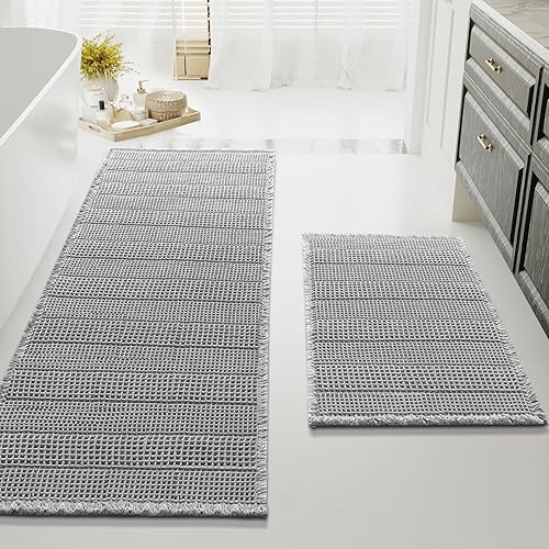 H.VERSAILTEX Waffle Bath Mat Super Absorbent Bathroom Mats Non Slip Bath Rugs for Bathroom Floor Machine Washable Ultra Soft Bathroom Rugs for
