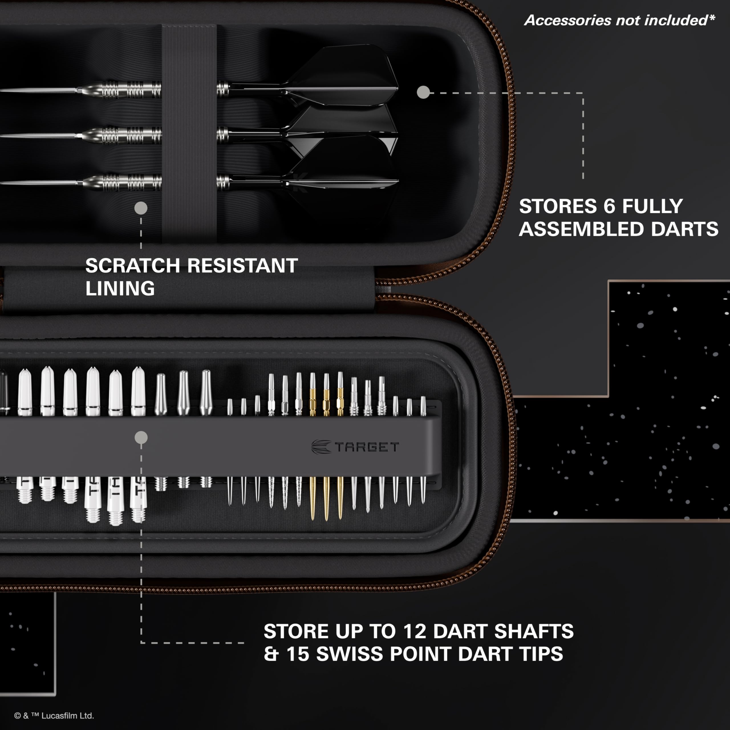 Target Darts Star Wars Mandalorian BOA Portefeuille | Premium Disney Fléchette Étui avec Personnage Design, Swiss Pointes Tip Rangement, Rigid Extérieur Coque et Organisé Accessoires Holder - 4