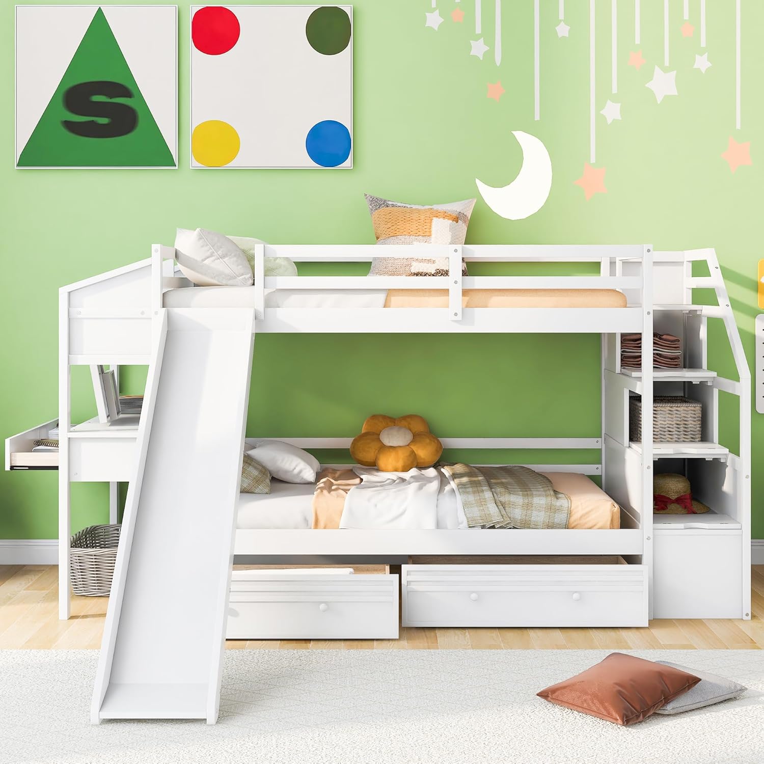 Harper Bright Designs Twin Over Twin Bunk Bed With Jamaica Ubuy