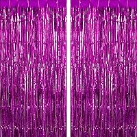 Vista 18 de Paquete de 2 cortinas de flecos morados, cortinas de flecos de papel de aluminio, serpentinas de puerta para cumpleaños, boda, despedida de soltera