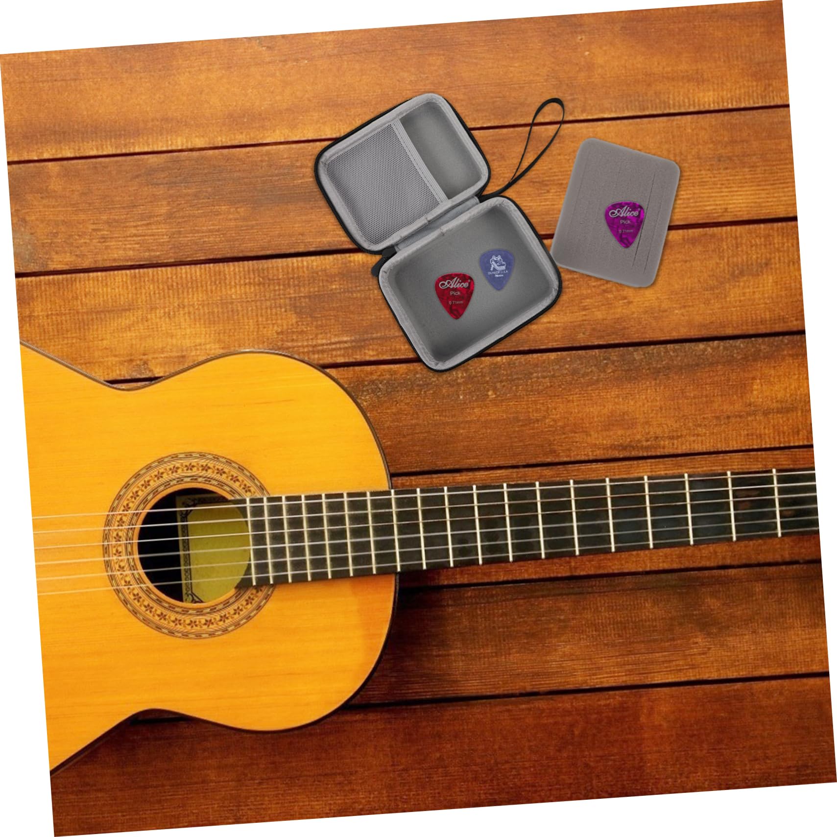 BESPORTBLE Guitar Pick Organizer Zipper Bag Travel Pouch for Guitar Picks and Accessories Durable Material with Mesh Pouch for for Guitars Ukuleles and More