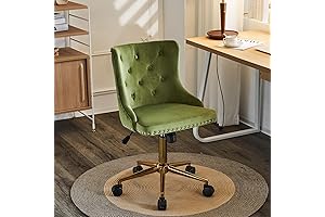 VINGLI Olive Green Decorative Desk Chair with Gold Base